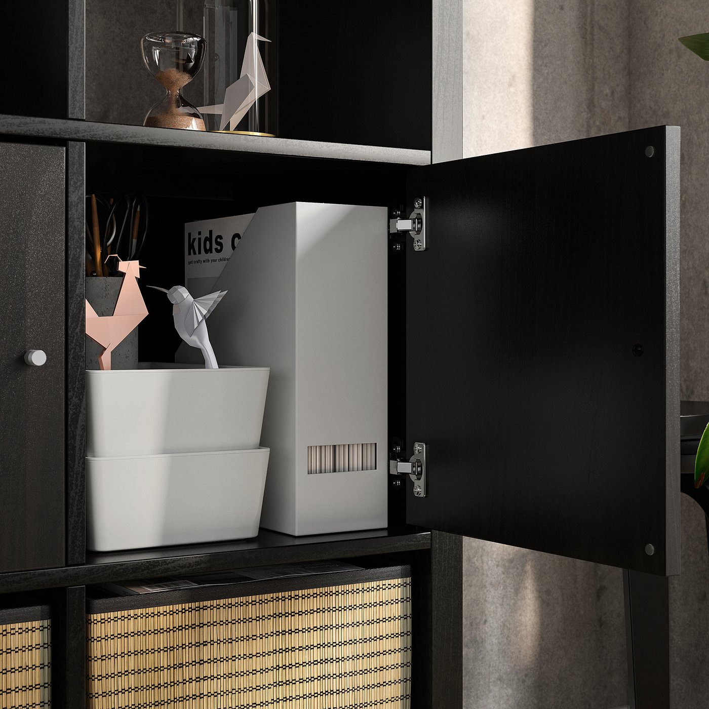 KALLAX shelving unit, with 2 doors/black-brown, 301/8x575/8