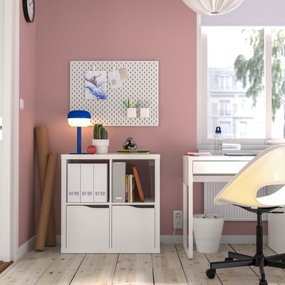 KALLAX Shelving unit, with 2 doors/wave shaped white, 30 1/8x30 1/8 "