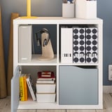 KALLAX Shelving unit, with 2 doors white/light gray-blue wave shaped, 30 1/8x30 1/8 "