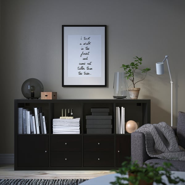 KALLAX Shelving unit, with 2 doors/with 4 drawers black-brown, 57 5/8x30 1/8 "