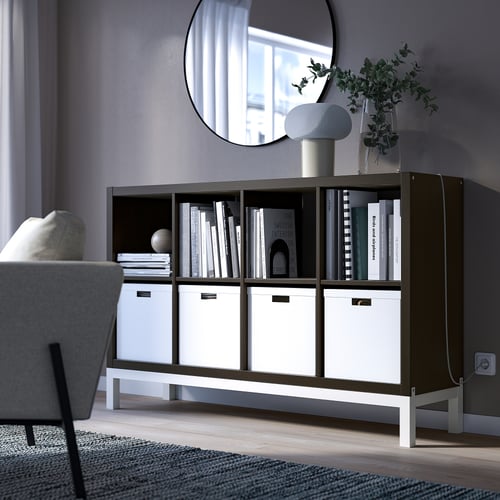 KALLAX shelving unit with underframe, blackbrown/white, 577/8x37" IKEA