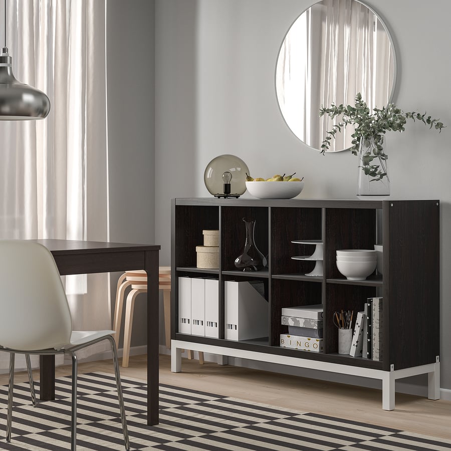 KALLAX shelving unit with underframe, blackbrown/white, 577/8x37" IKEA