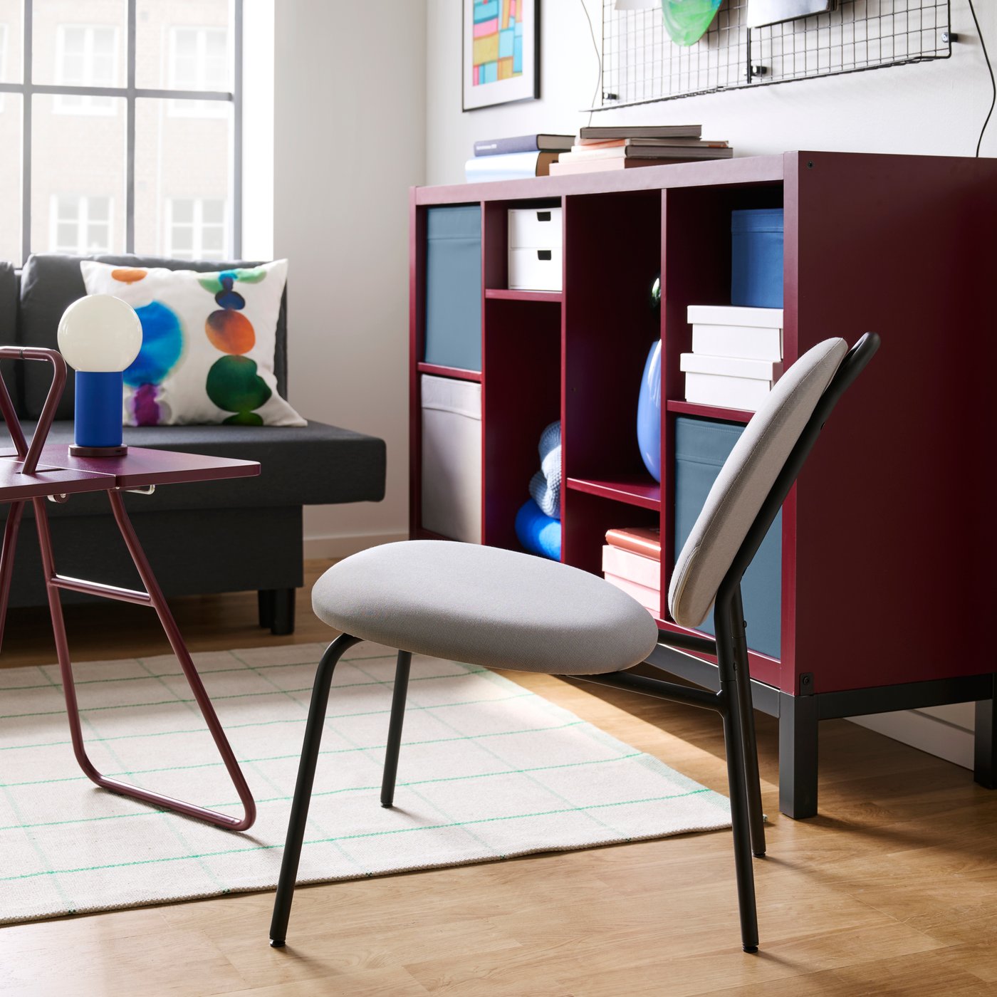 KALLAX shelving unit with underframe, brown-red/black, 575/8x153