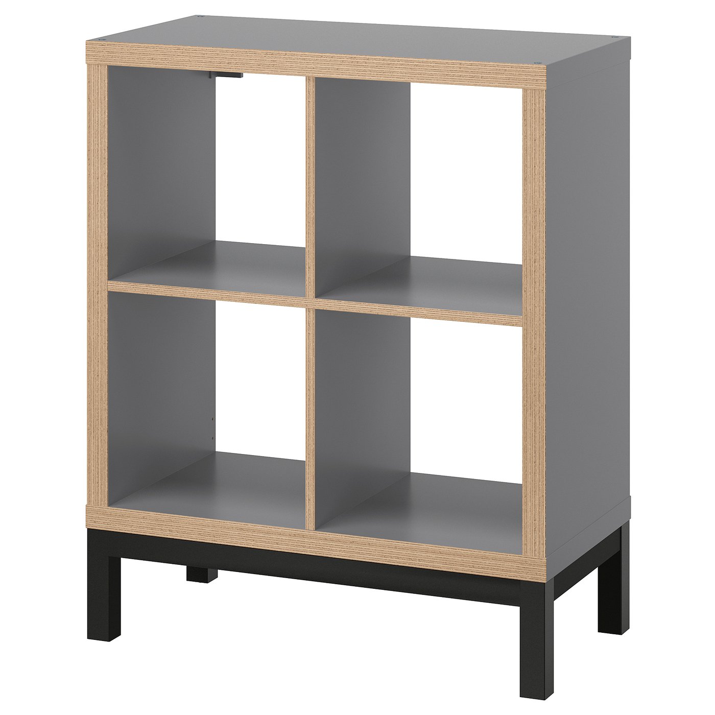 KALLAX Shelving unit with underframe, gray wood effect/black, 303/8x37" IKEA