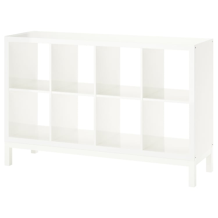 KALLAX shelving unit with underframe, highgloss/white/white, 577/8x37
