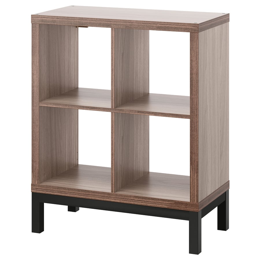 KALLAX Shelving unit with underframe, walnut effect/light gray black
