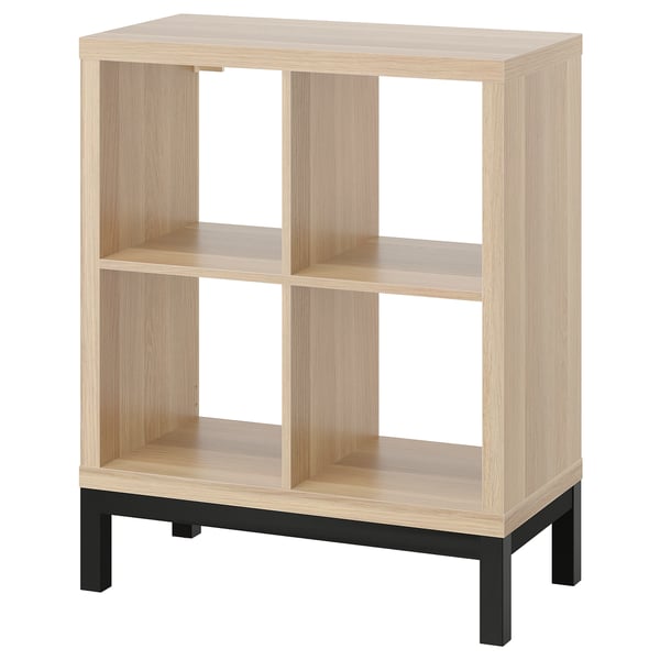 KALLAX shelving unit with underframe, white stained oak effect/black,  303/8x37 - IKEA