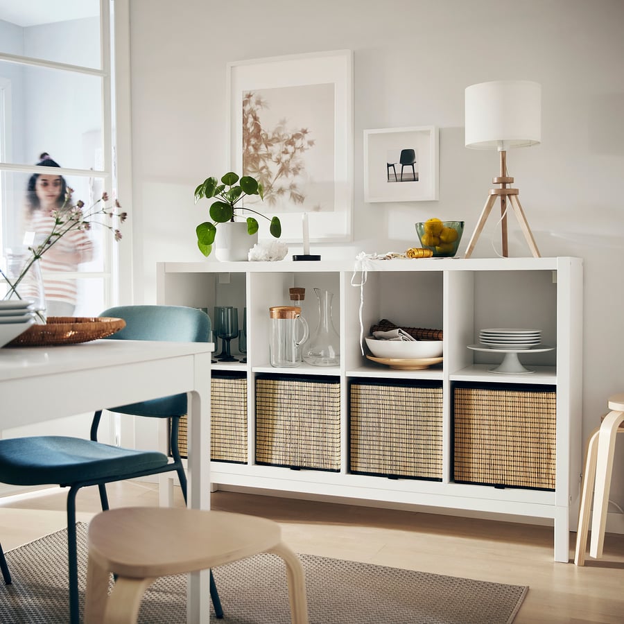 KALLAX shelving unit with underframe, white/white, 577/8x37" IKEA