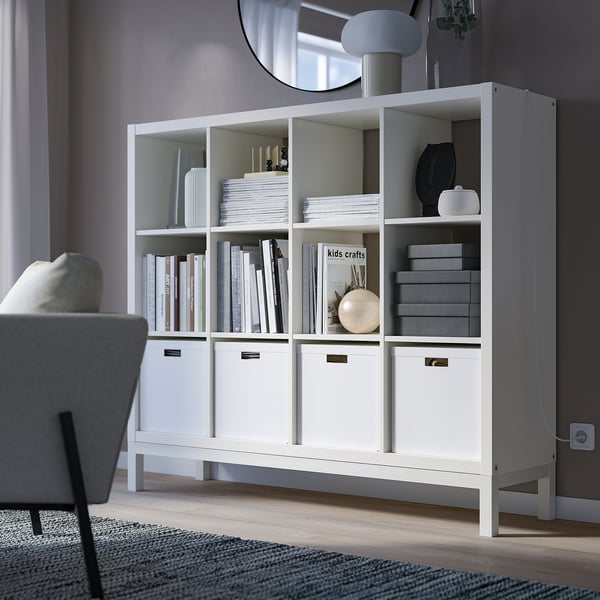 KALLAX unit with underframe, white/white, 577/8x503/4" - IKEA