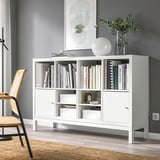 KALLAX Shelving unit with underframe, with 2 doors/with 2 shelf inserts white, 57 7/8x37 "
