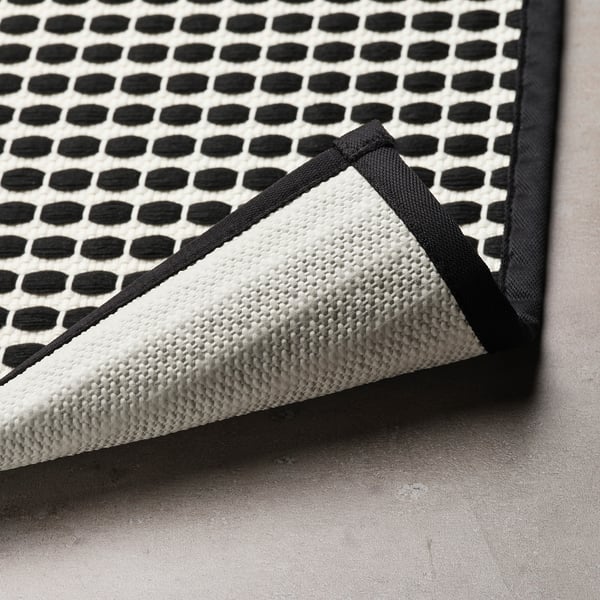 KALLGATE Bath mat, black/white, 20x31 "