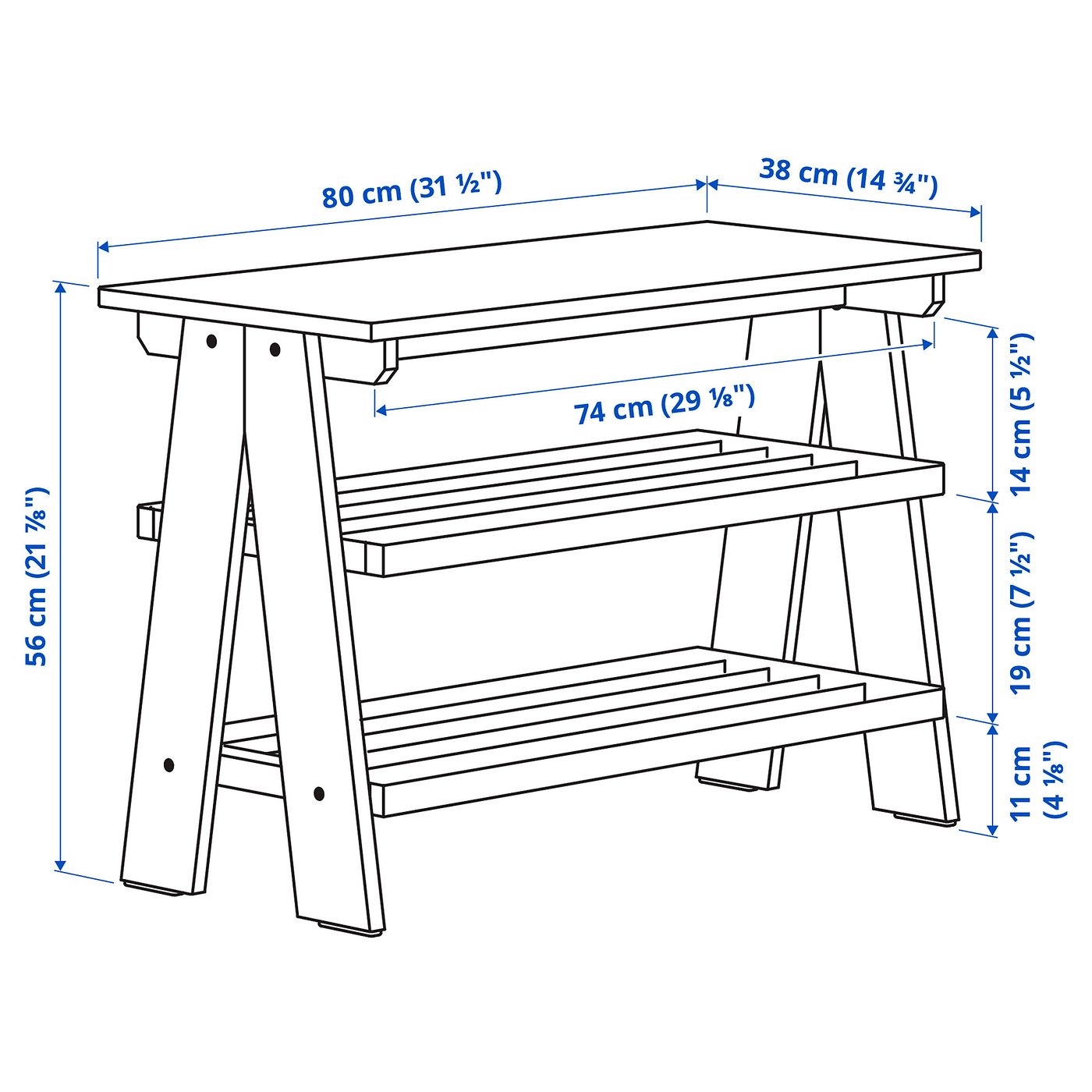 KALLSÖ bench with shoe storage, gray, 311/2x143/4x217/8