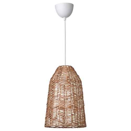 KAPPELAND / HAVSDJUP Pendant lamp, white/rattan, 11 3/8 "