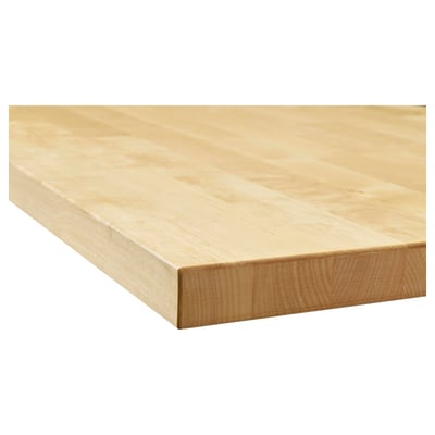 Smooth wooden tabletop, light birch finish, neat edges.