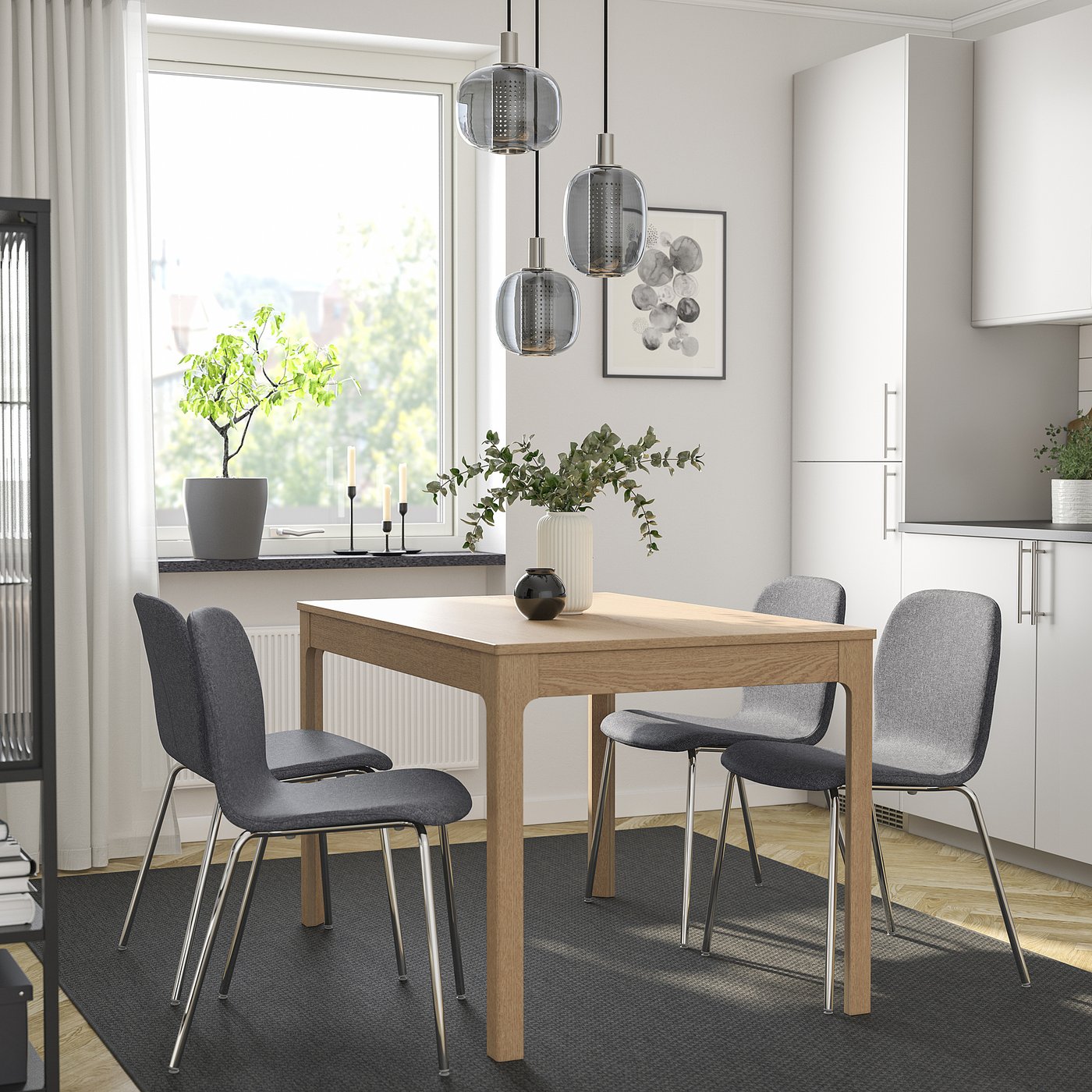 IKEA KARLPETTER ダイニングチェア　2脚セット KARLPETTER chair, Gunnared medium gray/Sefast chrome plated