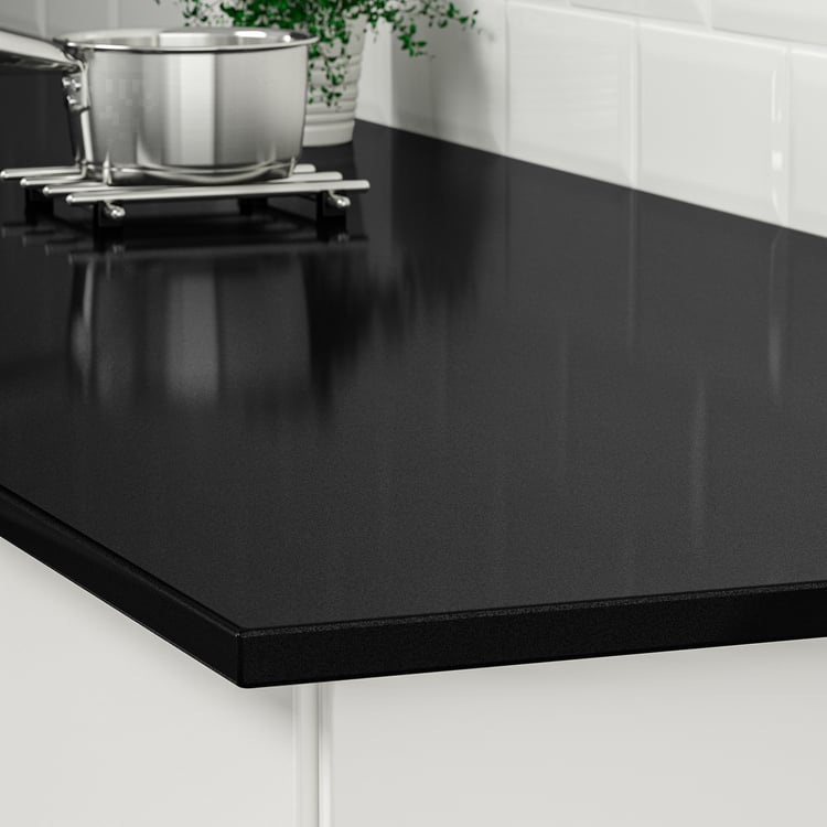 KASKER custom countertop, black stone effect/quartz, 3/4" IKEA