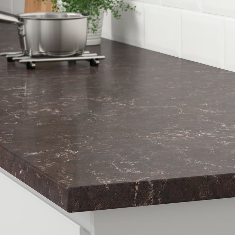 KASKER Custom countertop, dark brown glitter/marble effect/quartz, 11/8