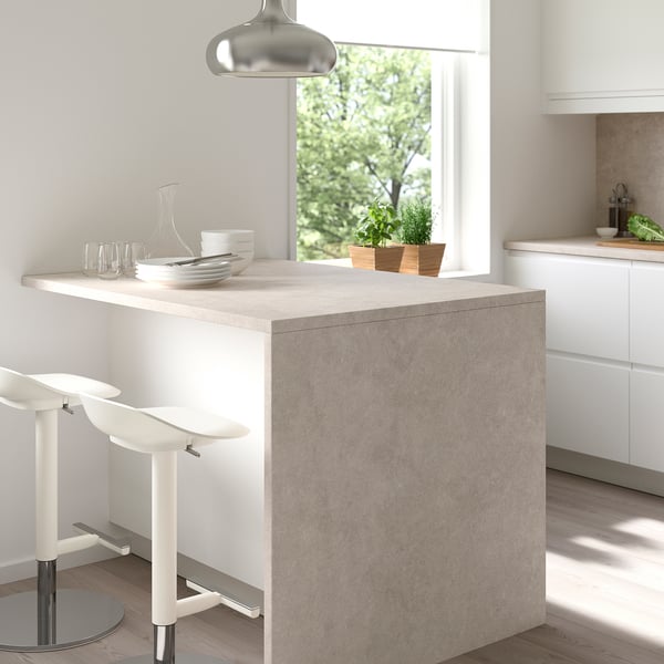 KASKER custom countertop, graybeige limestone effect/quartz, 11/8" IKEA