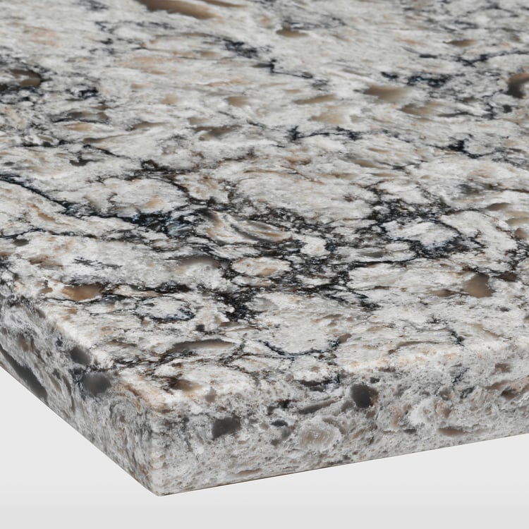 KASKER custom countertop, light gray/beige/glitter/marble effect quartz