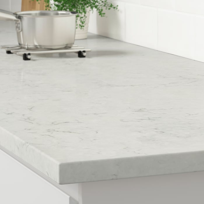 KASKER custom countertop, light gray marble effect/quartz, 11/8" IKEA