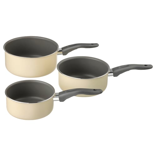 KAVALKAD saucepan, set of 3, gray/light beige IKEA