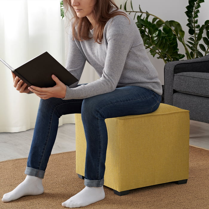 KEDJEBO ottoman, yellow/beige IKEA