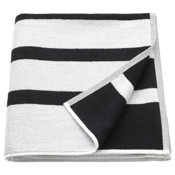 Kinnen Bath Towel White Black Ikea