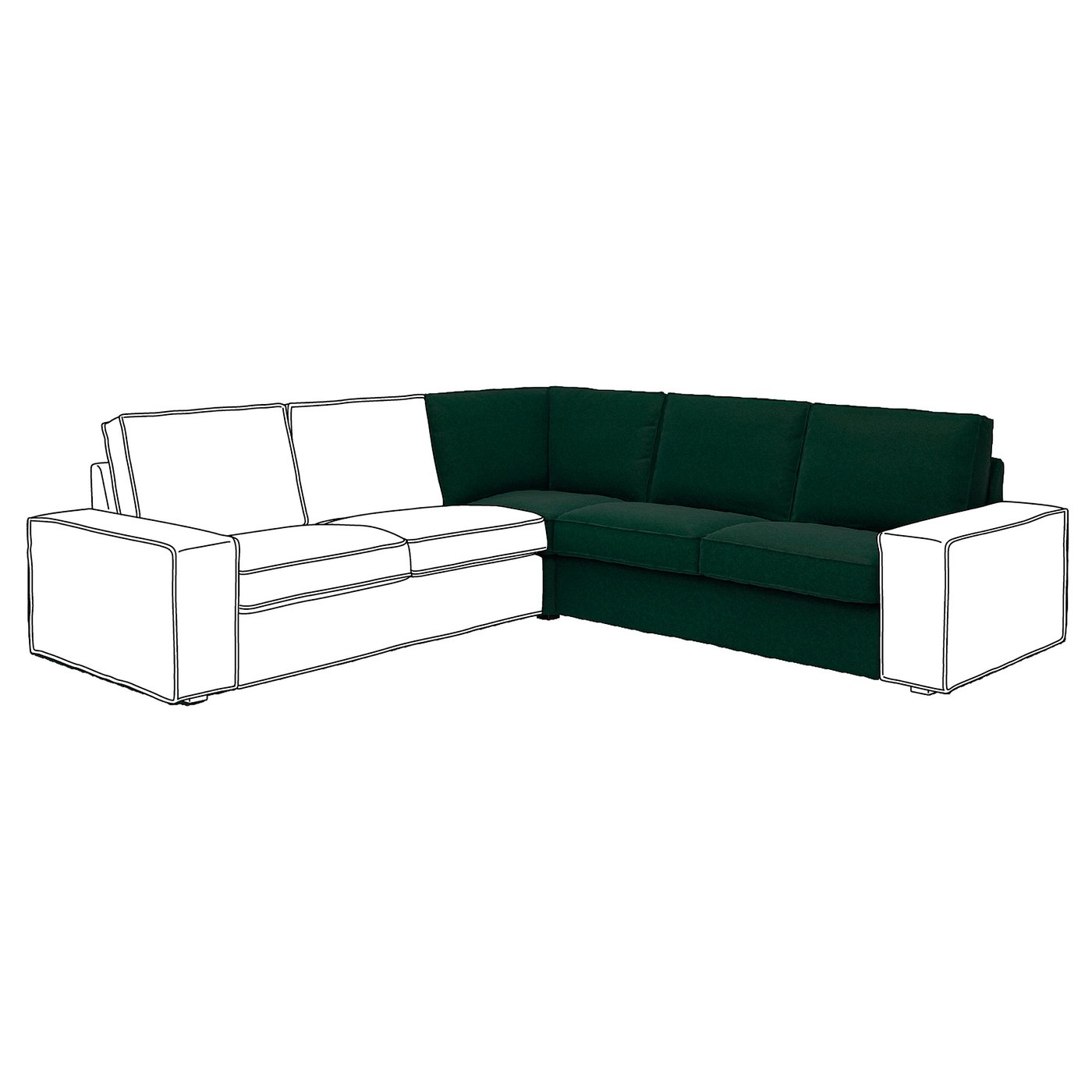 KIVIK corner section, Tallmyra dark green - IKEA