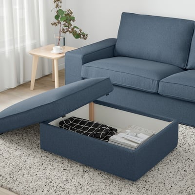 KIVIK Ottoman with storage, Gunnared blue