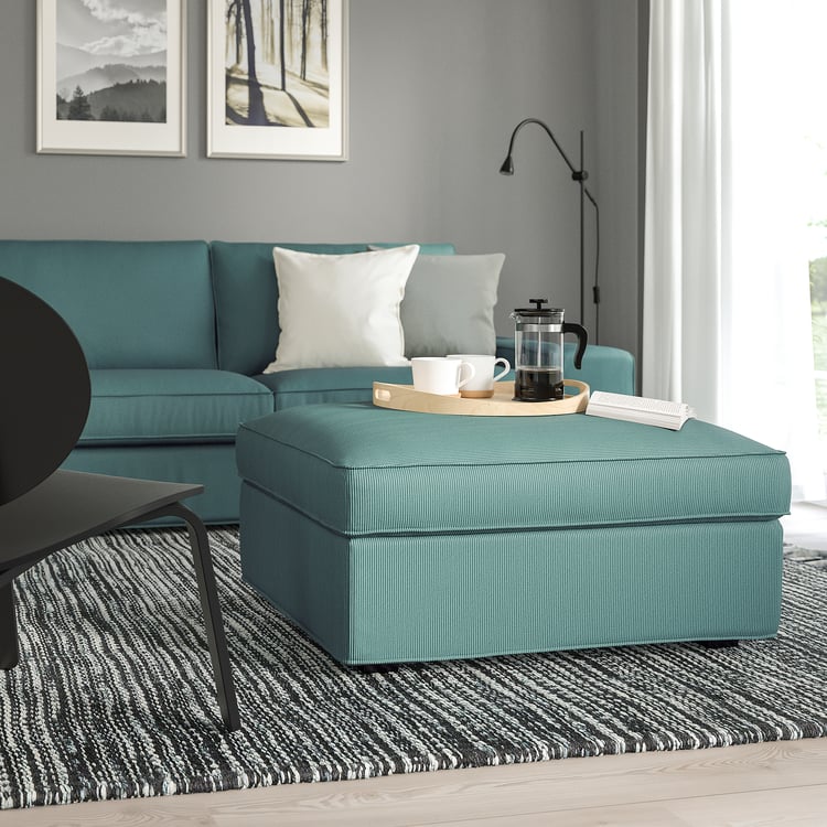 KIVIK ottoman with storage, Kelinge grayturquoise IKEA