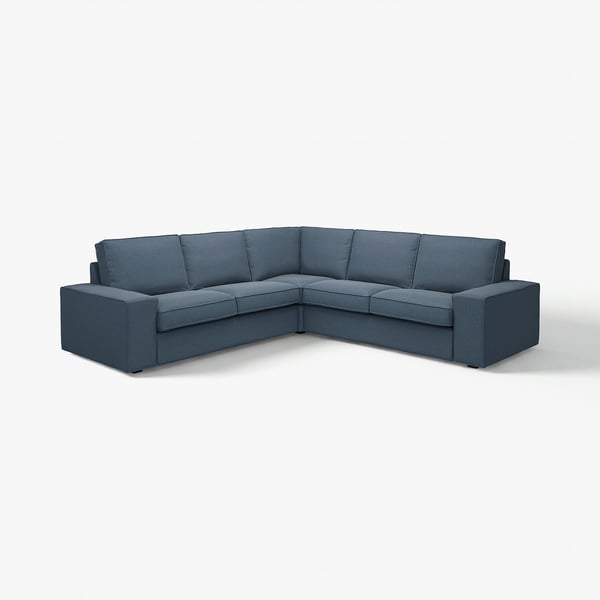 Blue KIVIK sectional sofa, modern design, deep seat cushions, removable covers.