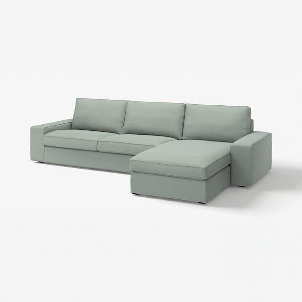 KIVIK Sectional, 4-seat with chaise, Gunnared light green