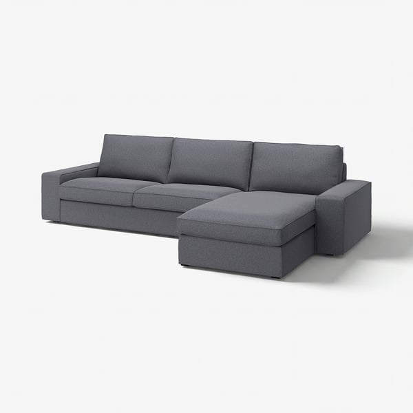 KIVIK Sectional, 4-seat with chaise, Gunnared medium gray