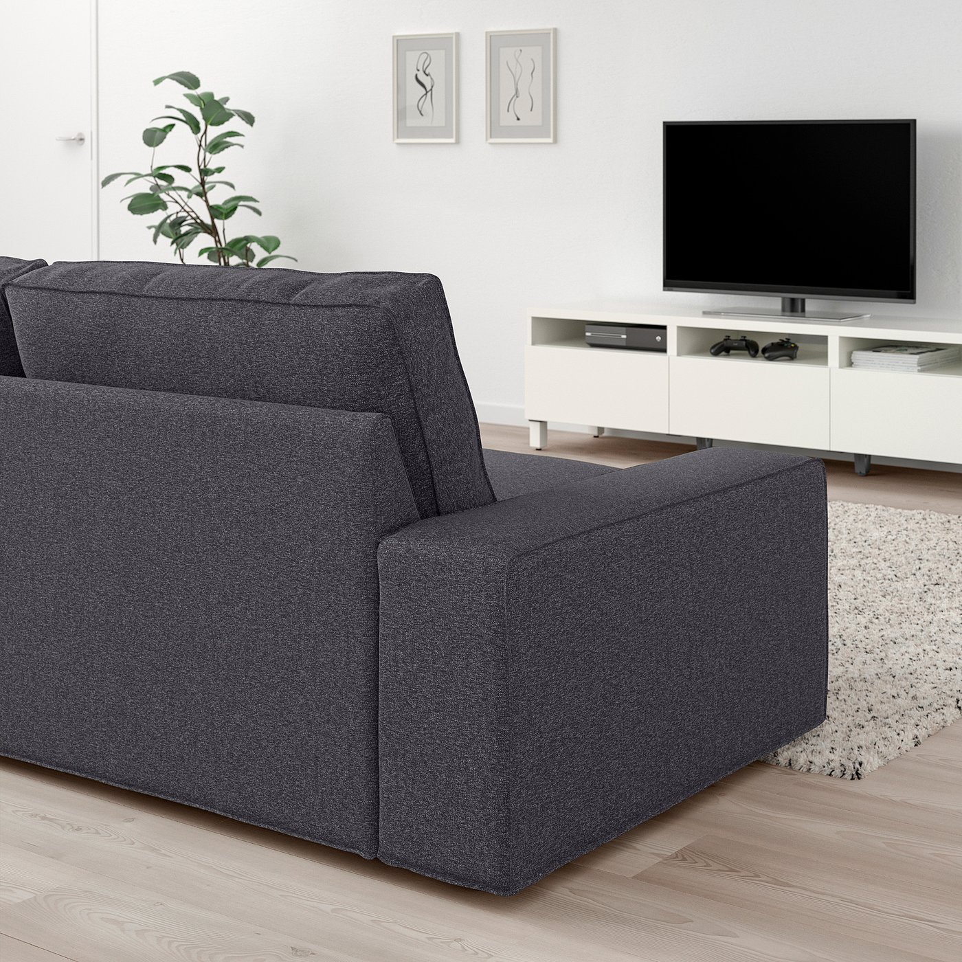 KIVIK sectional 6-seat crn/chaise, Gunnared medium gray - IKEA