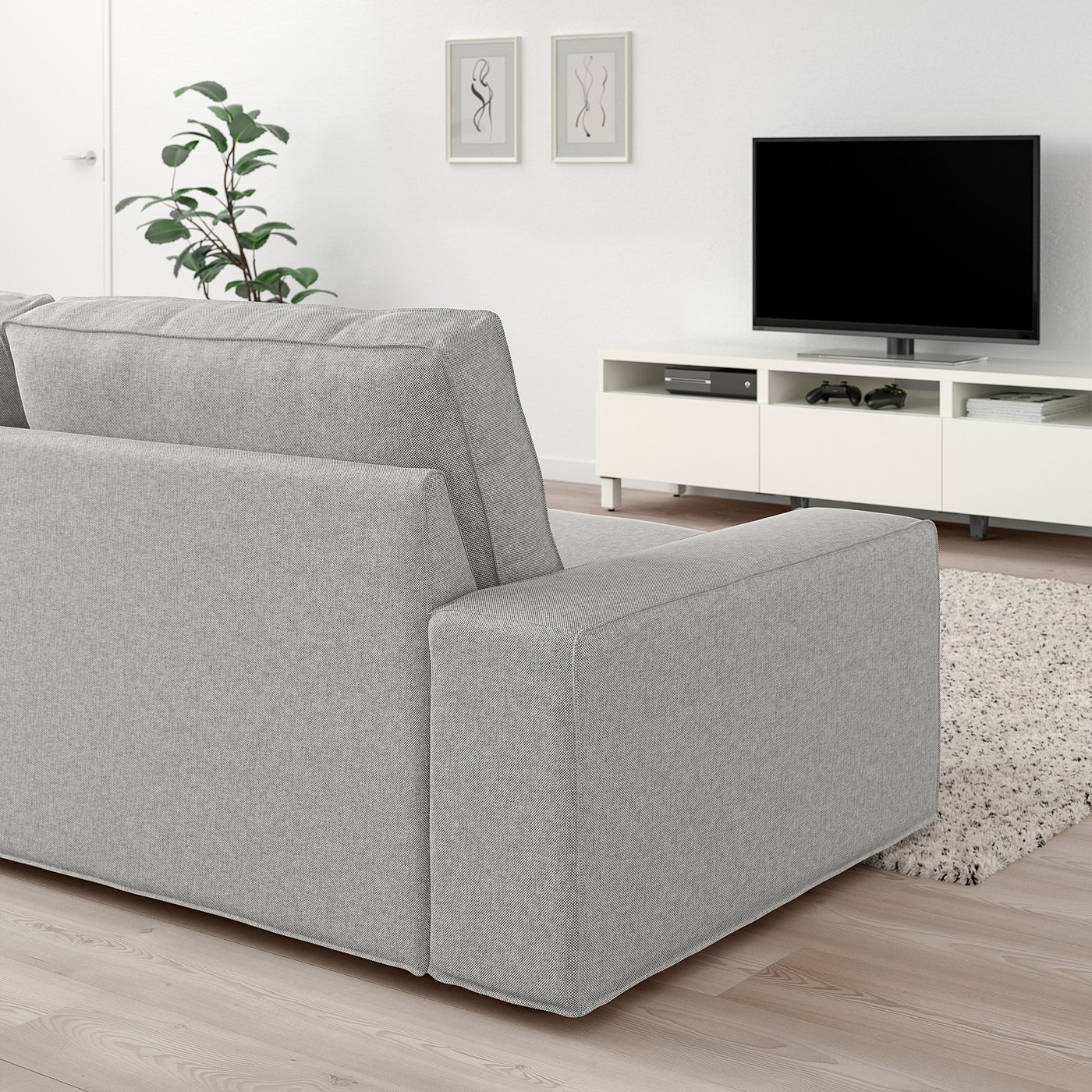 KIVIK sectional 6-seat crn/chaise, Tallmyra white/black - IKEA