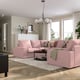 Modern living room with KIVIK sofa, large windows, cosy decor.