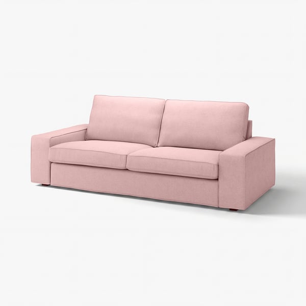 Pink KIVIK sofa, modern design, low armrests, 3-seat with pocket springs.