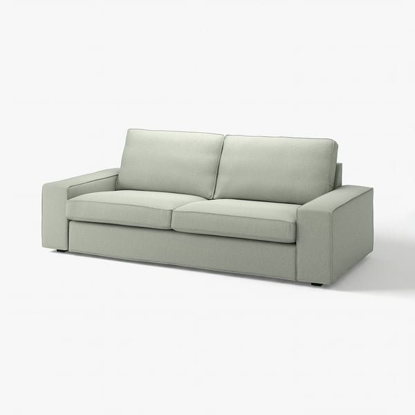KIVIK sofa, light green, modern design with low arms, soft cushions, three-seat.