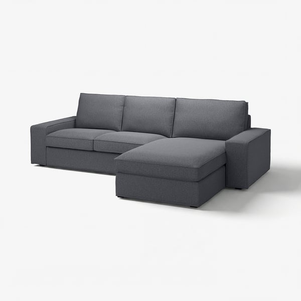 KIVIK Sofa with chaise, Gunnared medium gray