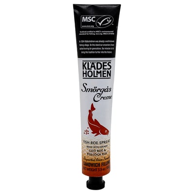 Tube of klädesholmen fish roe spread, 3. 5 oz.