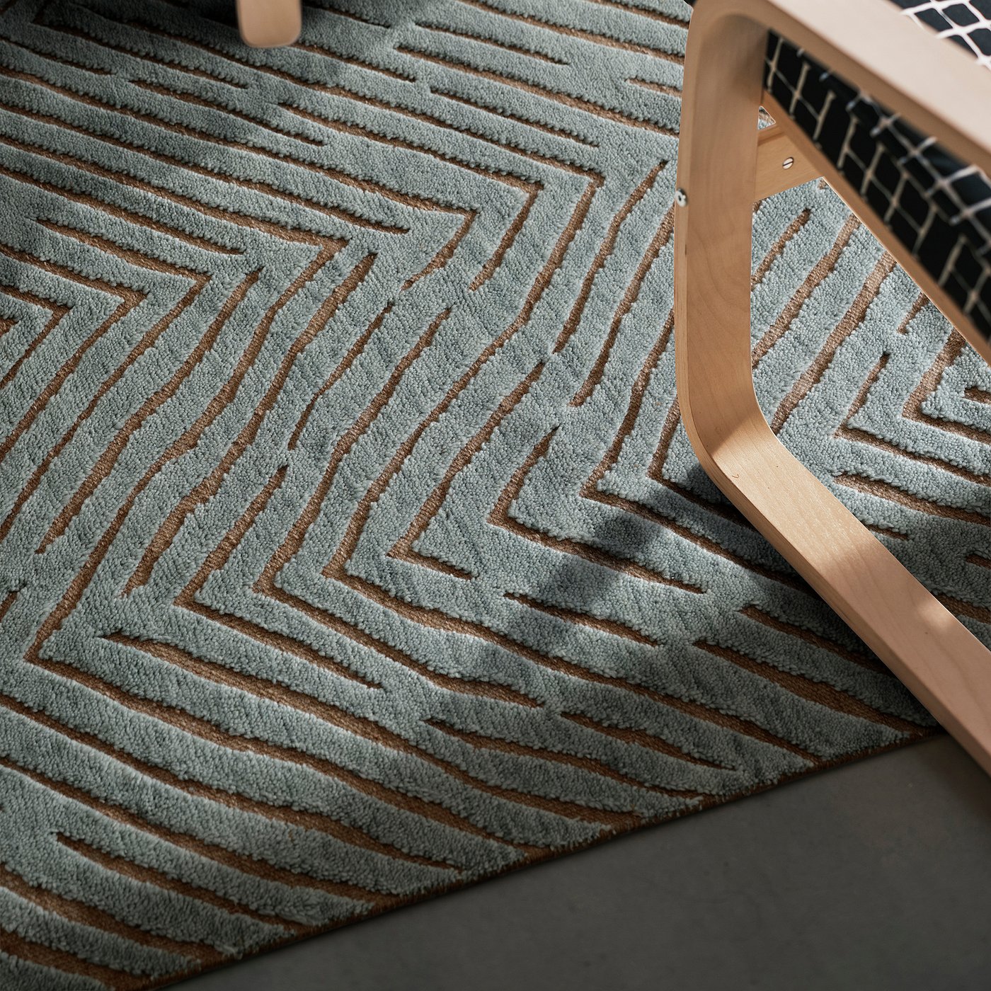 KLAPPERSTARR rug, high pile, blue/handmade, 7'10