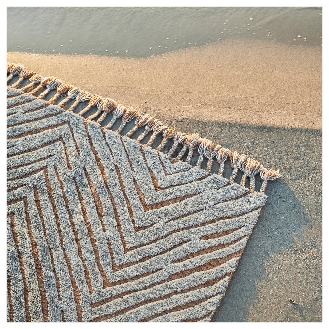 KLAPPERSTARR rug, high pile, blue/handmade, 7'10