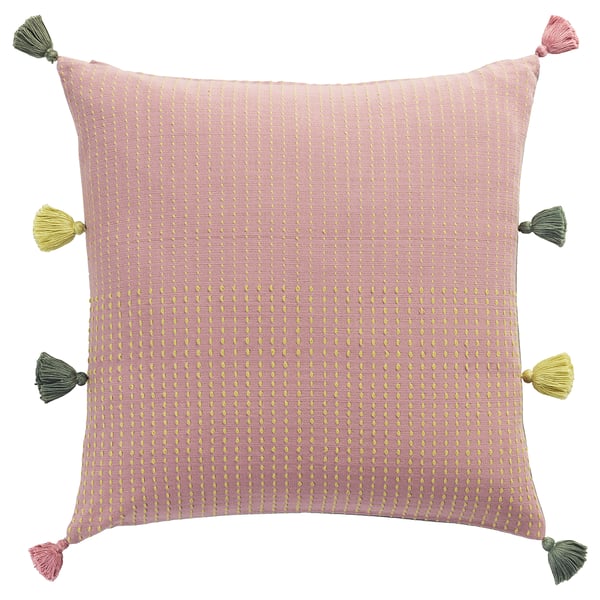 KLARAFINA Cushion cover, handmade pink, green, 20x20" IKEA