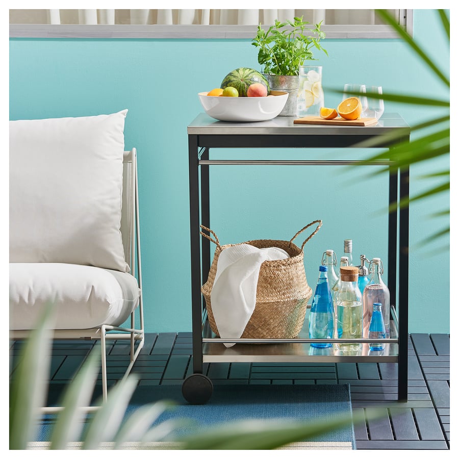 KLASEN Serving cart, outdoor, stainless steel black IKEA