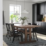 KLIMPFJÄLL / NORRARYD Table and 6 chairs, gray-brown/black, 94 1/2x37 3/8 "