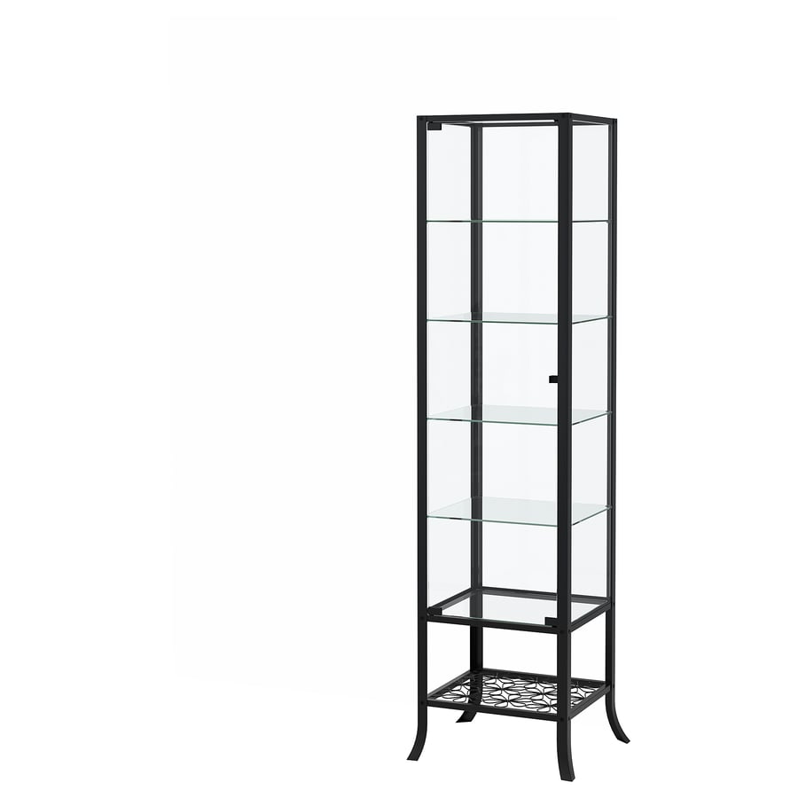 KLINGSBO Glassdoor black, clear glass, 17 3/4x70 7/8" IKEA
