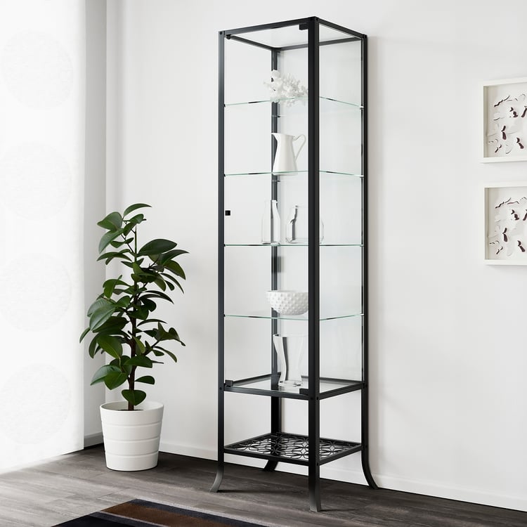 KLINGSBO Glassdoor black, clear glass, 17 3/4x70 7/8" IKEA