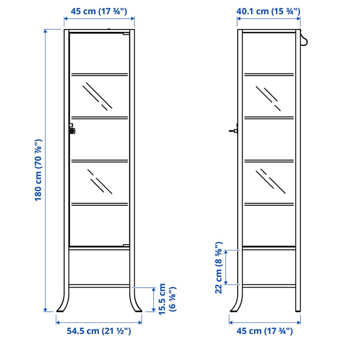 KLINGSBO Glassdoor black, clear glass, 17 3/4x70 7/8" IKEA