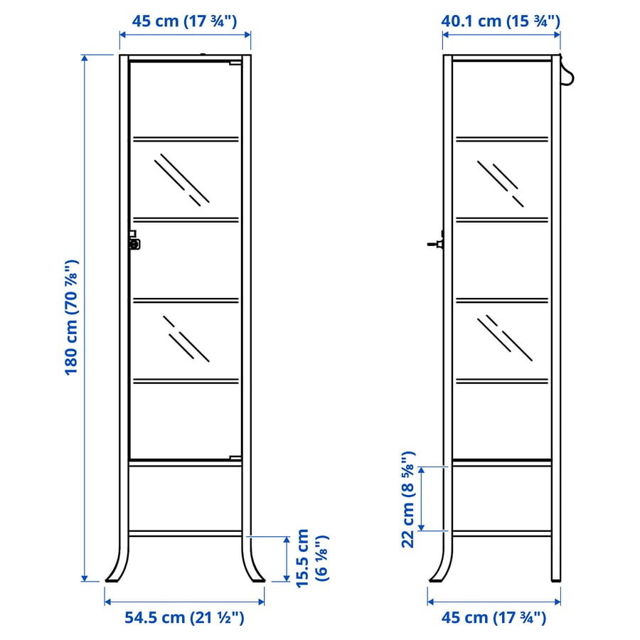 KLINGSBO Glassdoor black, clear glass, 17 3/4x70 7/8" IKEA