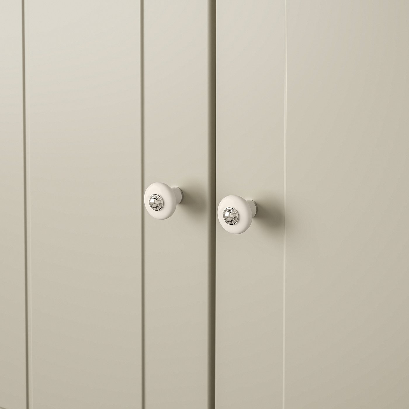 KLINGSTORP knob, off-white/chrome plated, 7/8